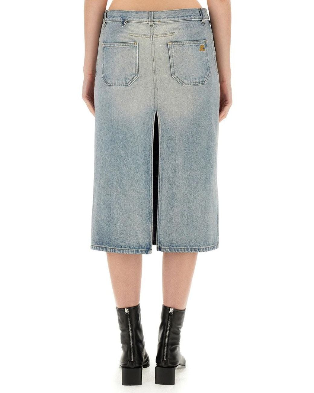 Courreges Blue Chic Cotton Midi Skirt For