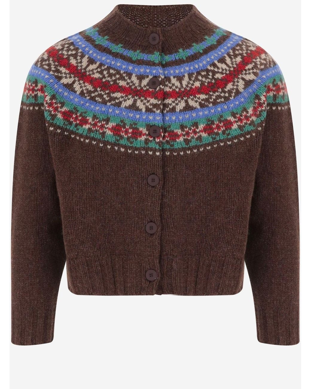Howlin' By Morrison Blue Wool Cardigan With Jacquard Pattern