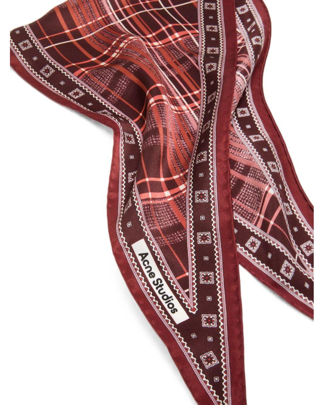 Acne Pink Checked Silk Headband