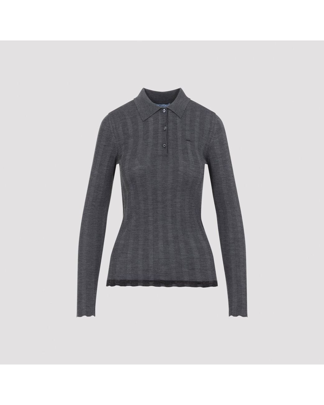 Prada Blue Ardesia Wool Polo