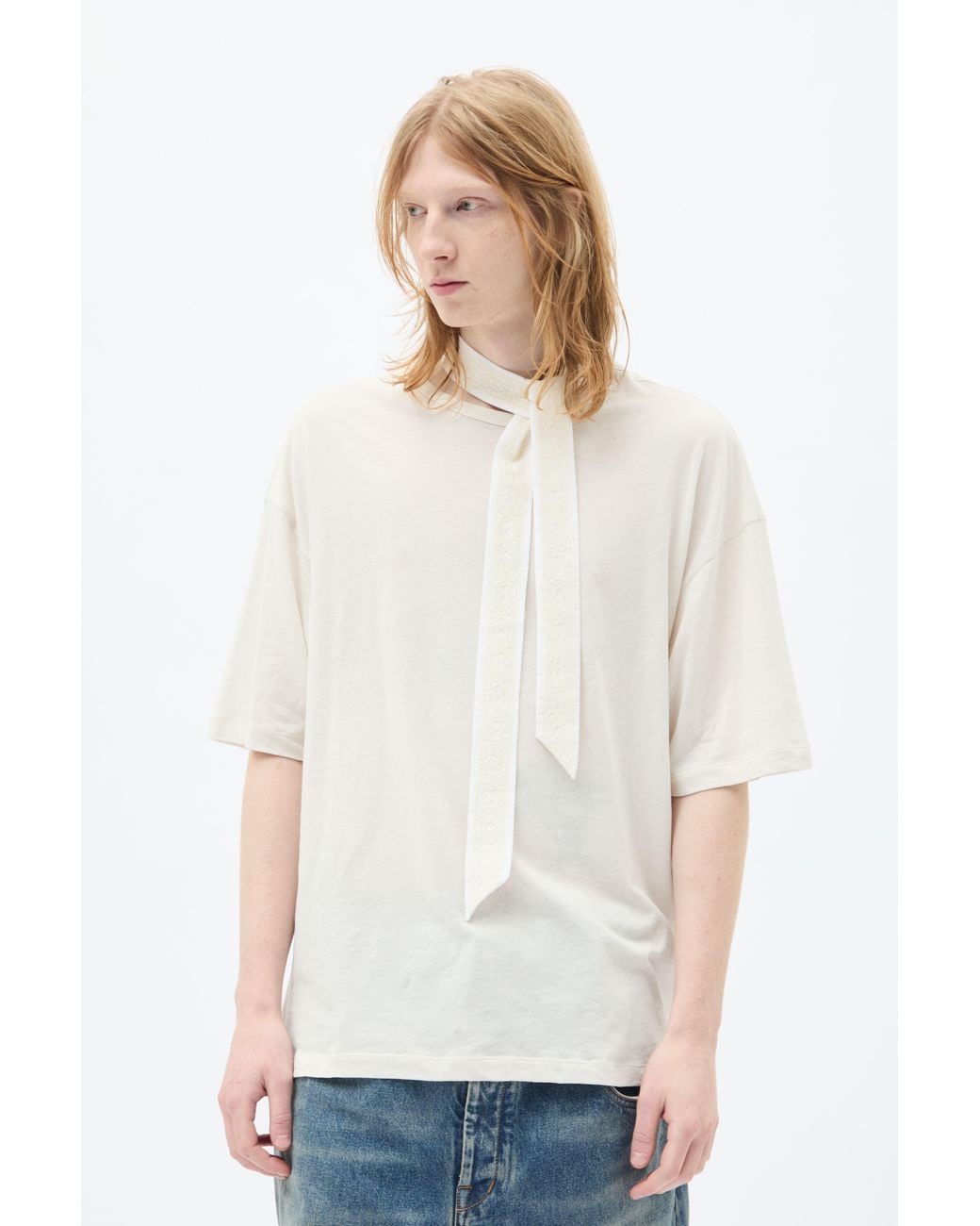 Ann Demeulemeester White High Comfort T Shirt With Detachable Collar With