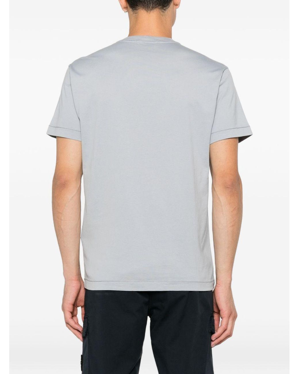 Stone Island Gray Logo Cotton T Shirt