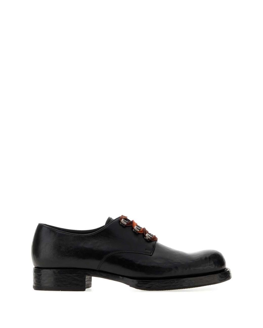 Prada Black Leather Lace Up Shoes