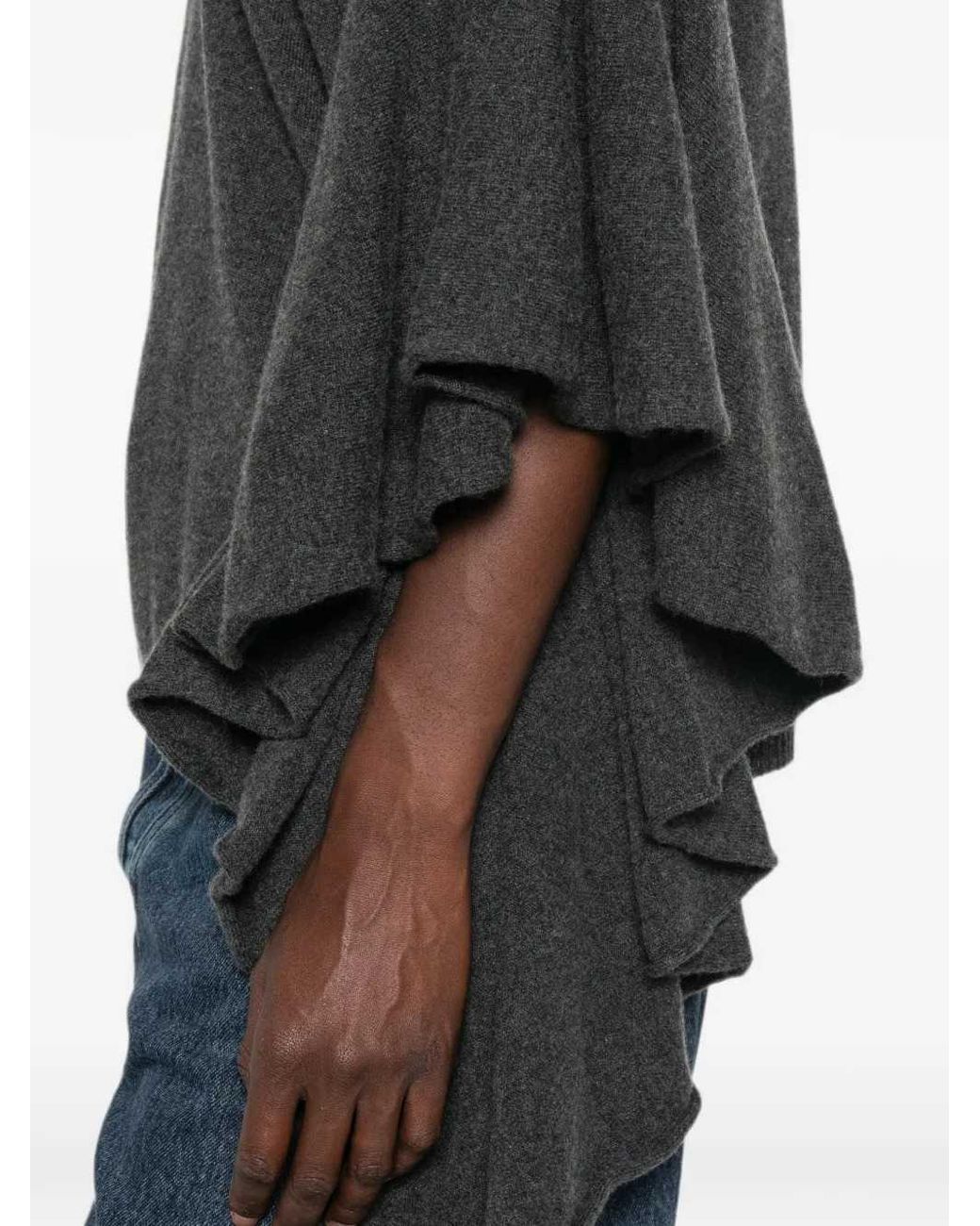 Uma Wang Black Pullover mit Rüschenärmeln