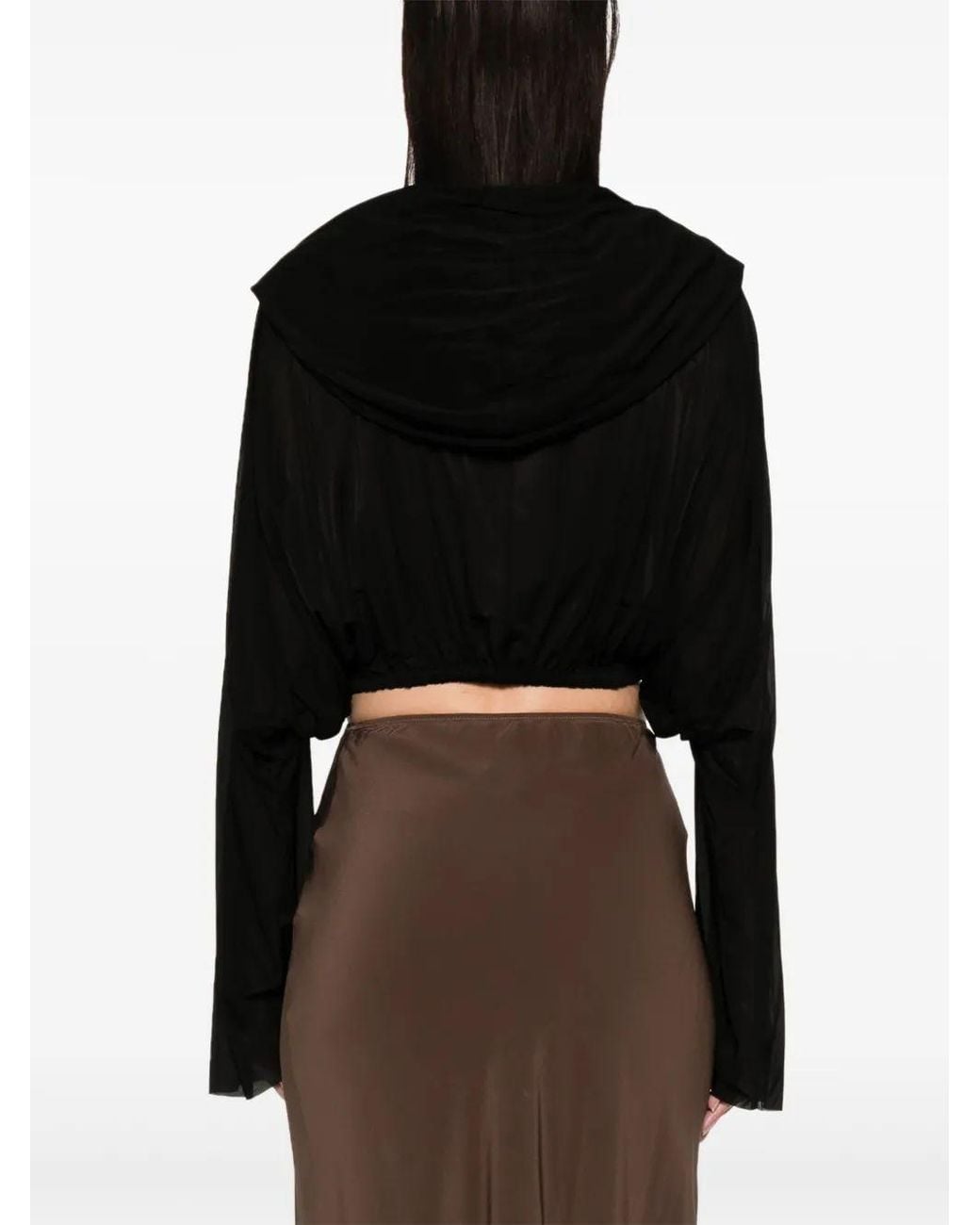 Rick Owens Black Cropped Hooded Tunic