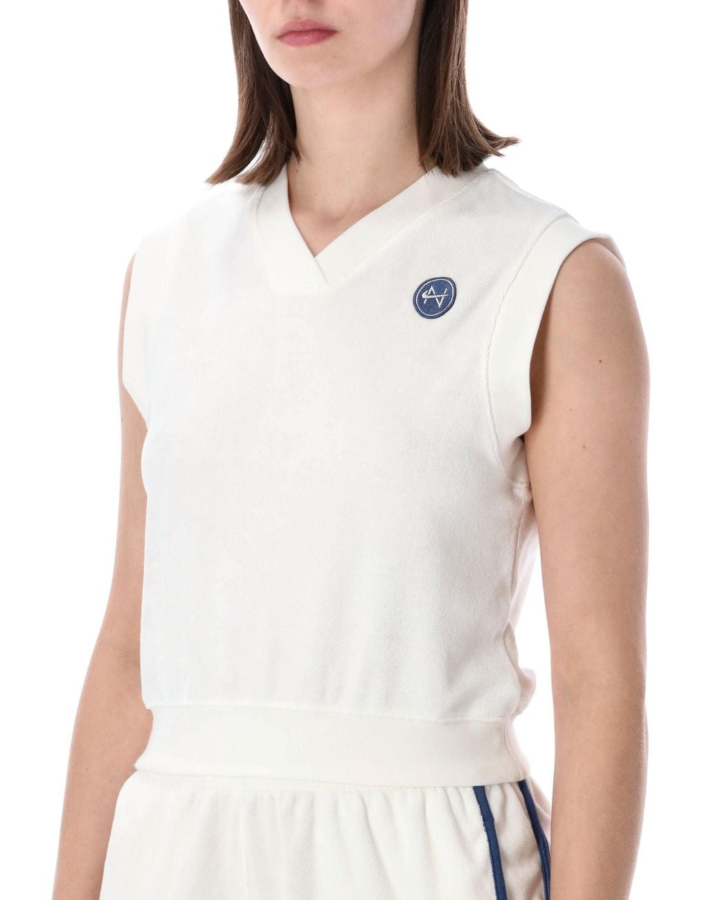 Nike White Chill Terry Tank Top With Logo