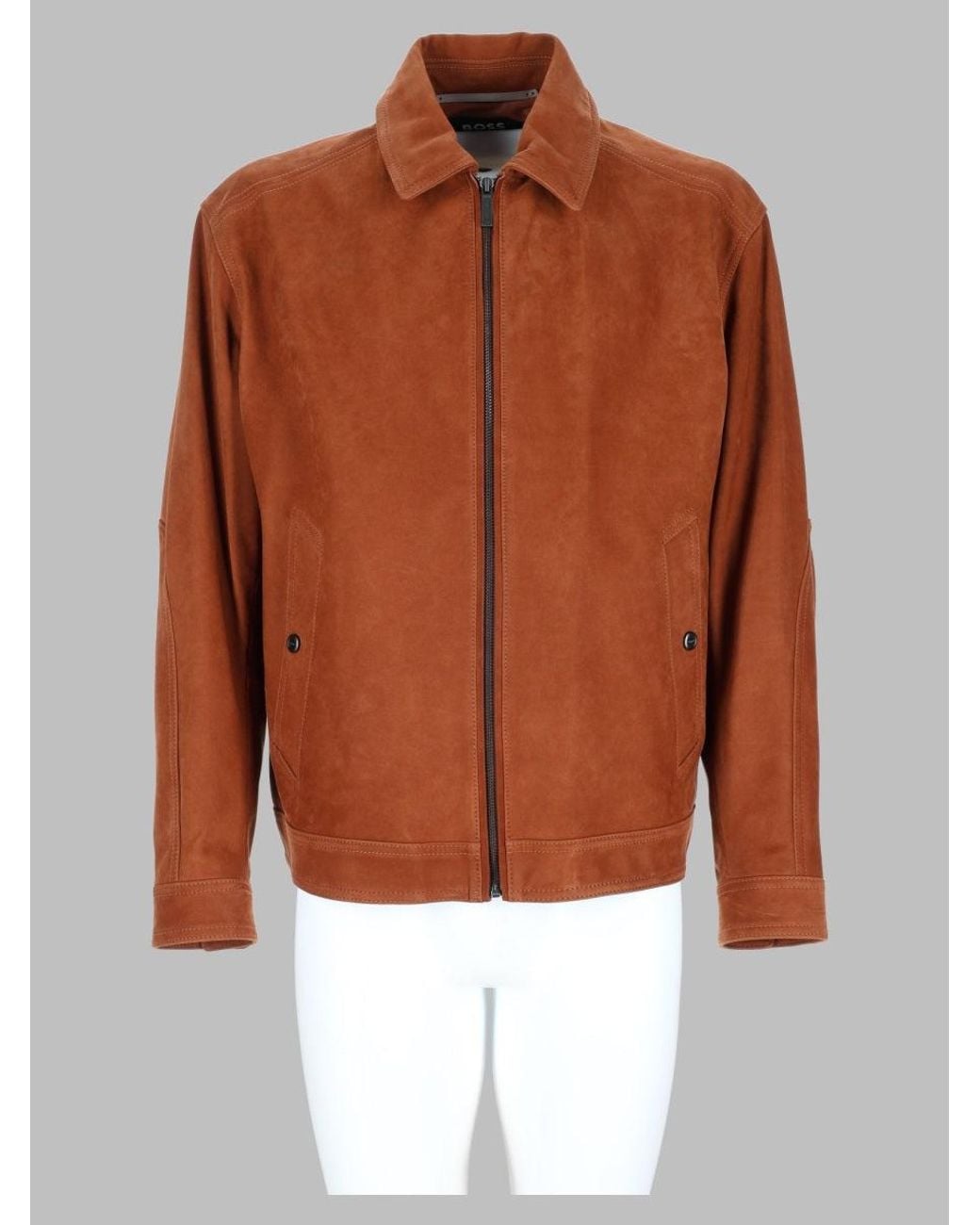 Boss Brown Cowhide Leather Sports Jacket