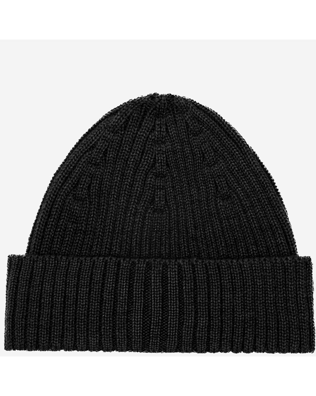 Maison Kitsuné Black Wool Beanie With Logo