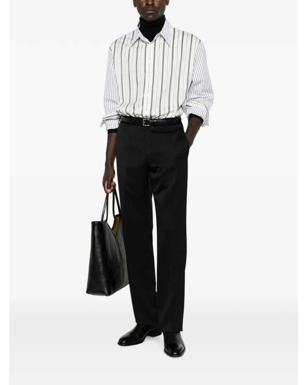 Lardini Black Straight Leg Trousers With Pressed Crease