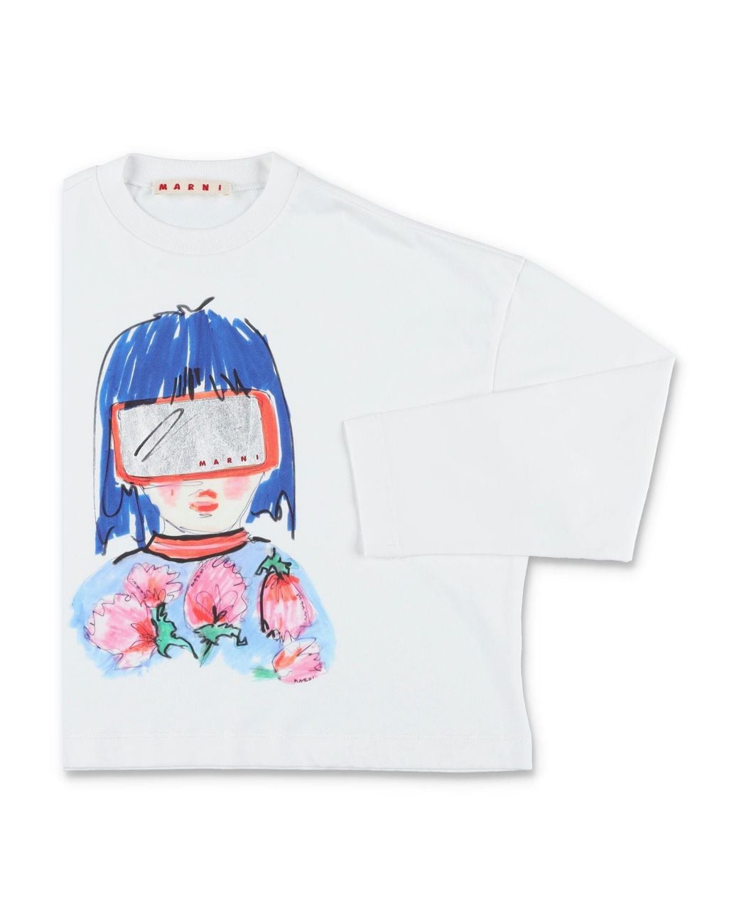 Marni White Girl's 100% Cotton T-Shirt