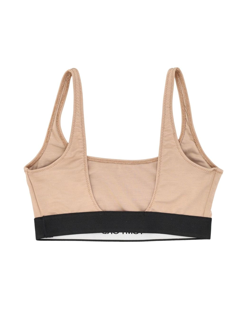 Tom Ford White Signature Stretch Modal Tank With Jacquard Logo Band And Zigzag Stitch Detail