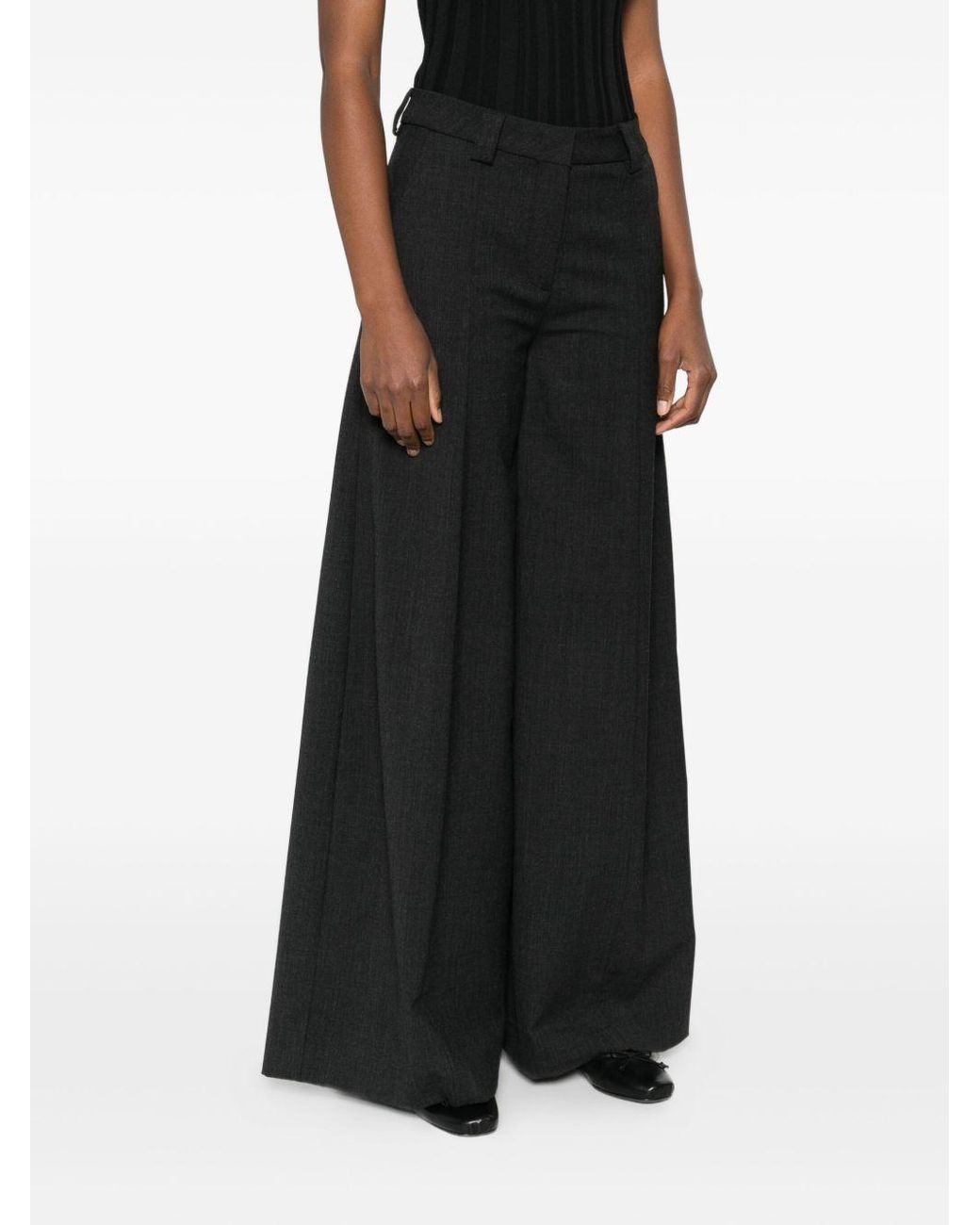 THE LATEST Black Thelatest Alma Wool Blend Wide-Leg Trousers