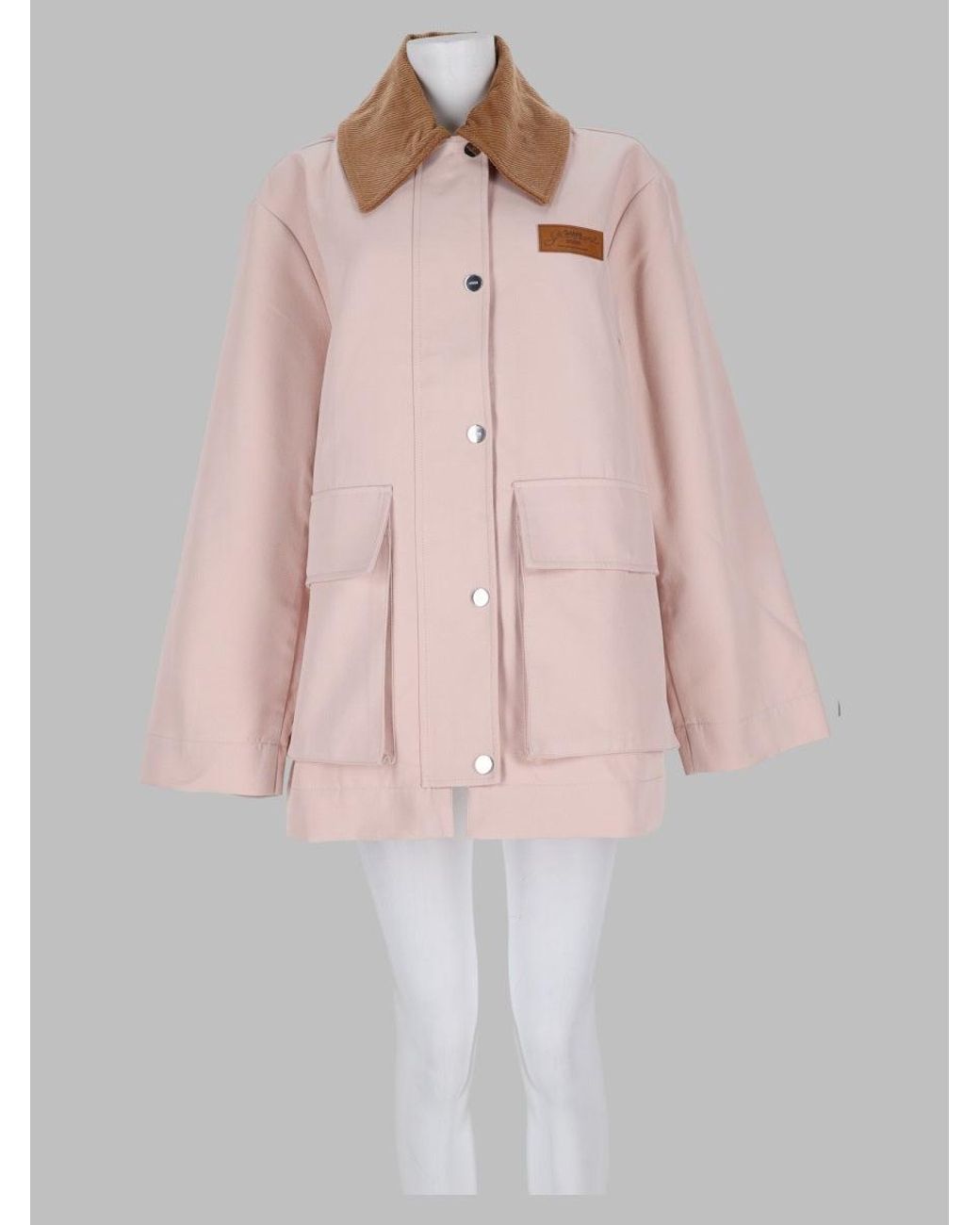 Ganni Pink Contrast Collar Button-Front Jacket