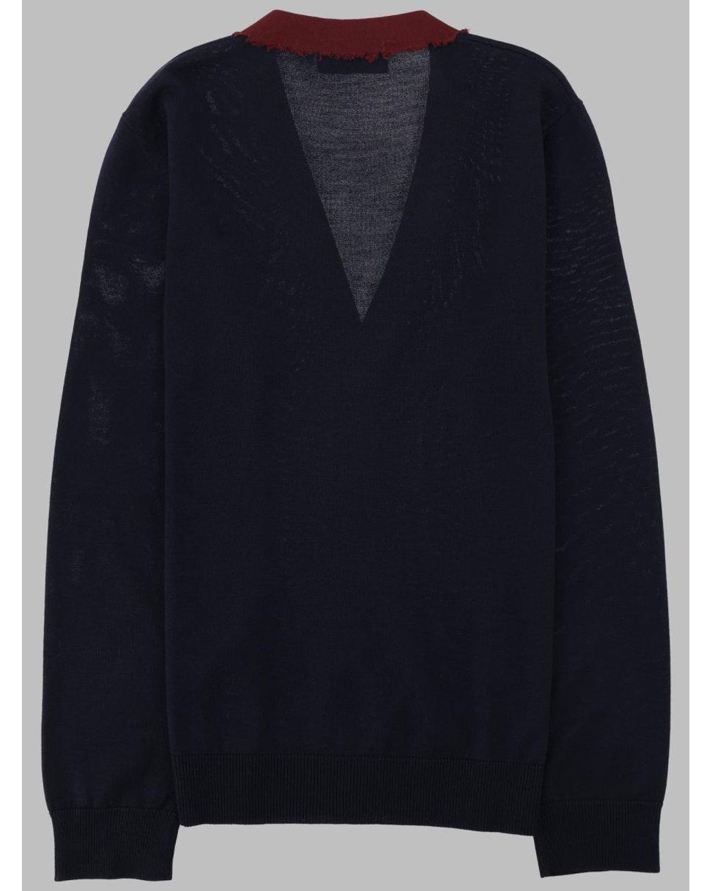 DSquared² Blue Deep V-Neck Oversized Wool Cardigan With Contrasting Button Detail