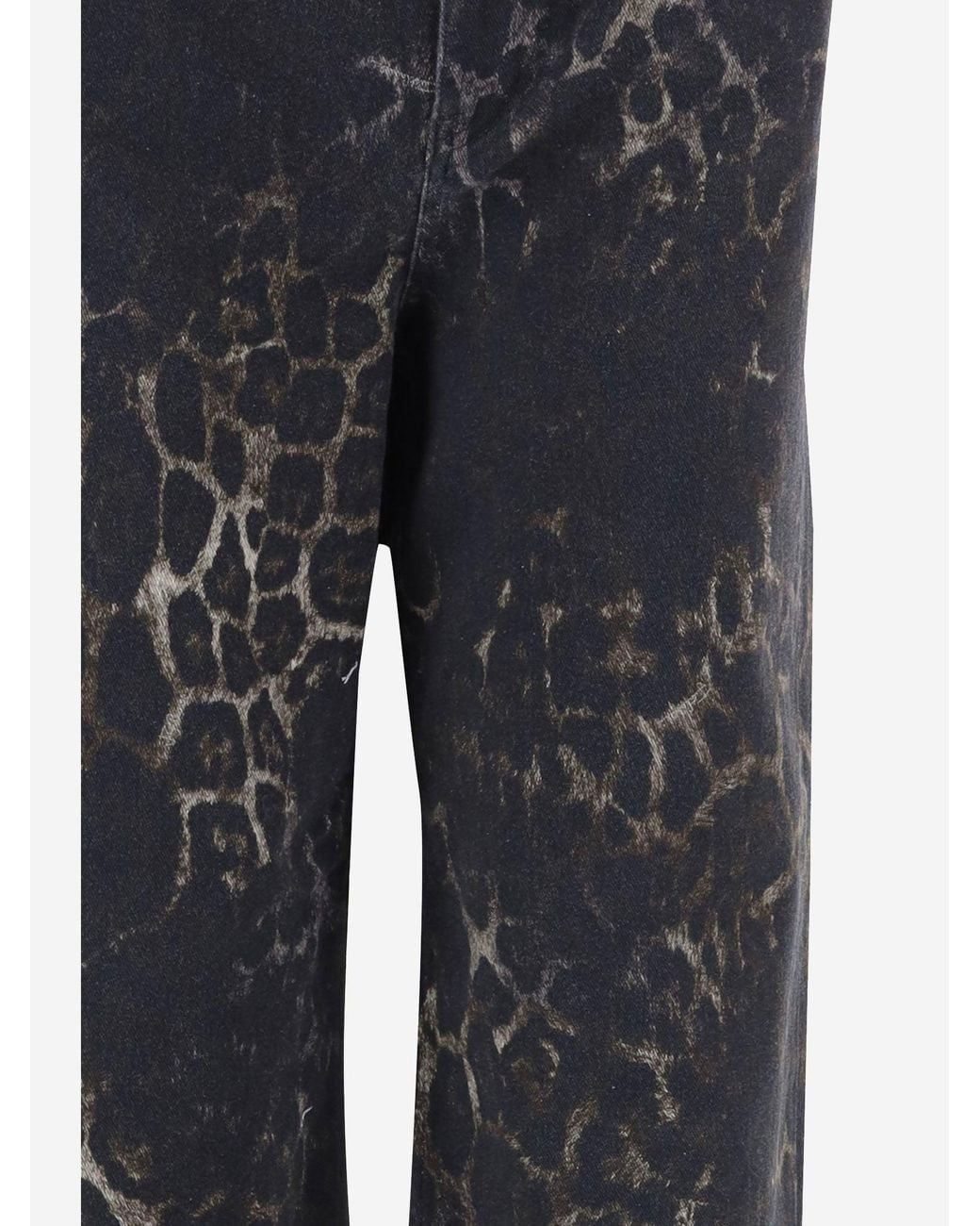 Just Cavalli Blue Stretch Cotton Pants With Animal Print