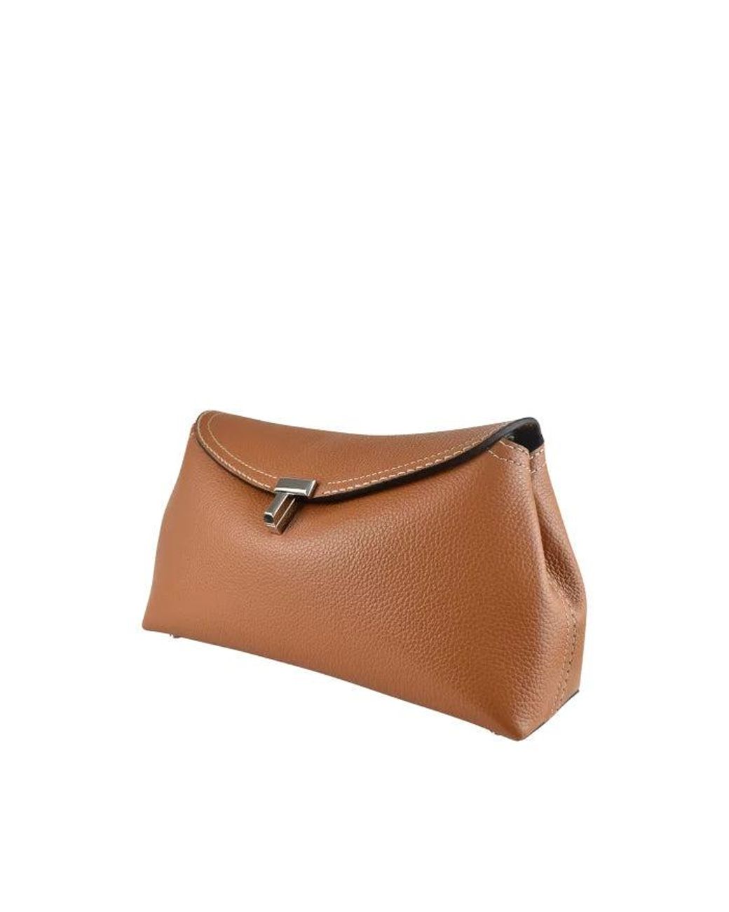 Totême Brown T-Lock Clutch