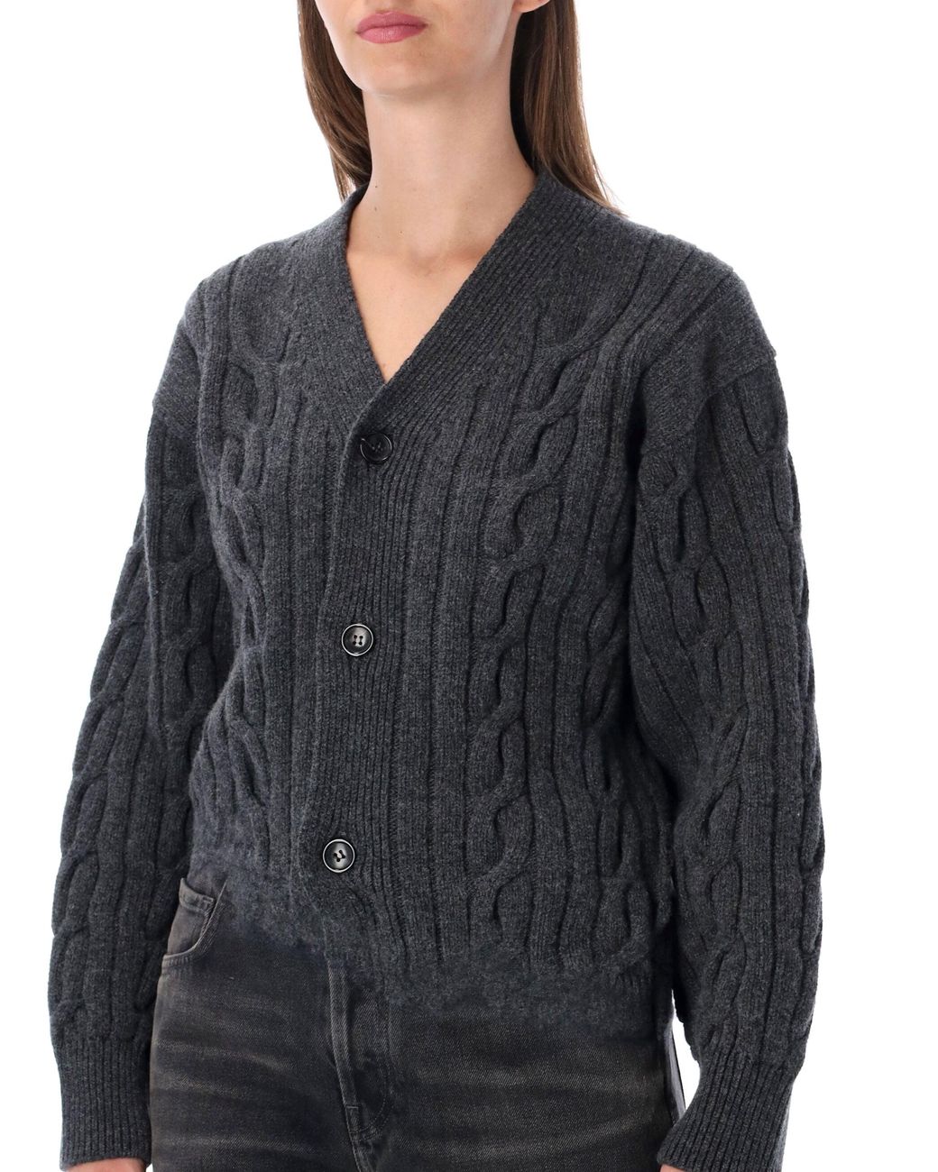 Haikure Black Trompe-L'Œil Design Jumpsuit With Cable-Knit Top And Denim Bottoms