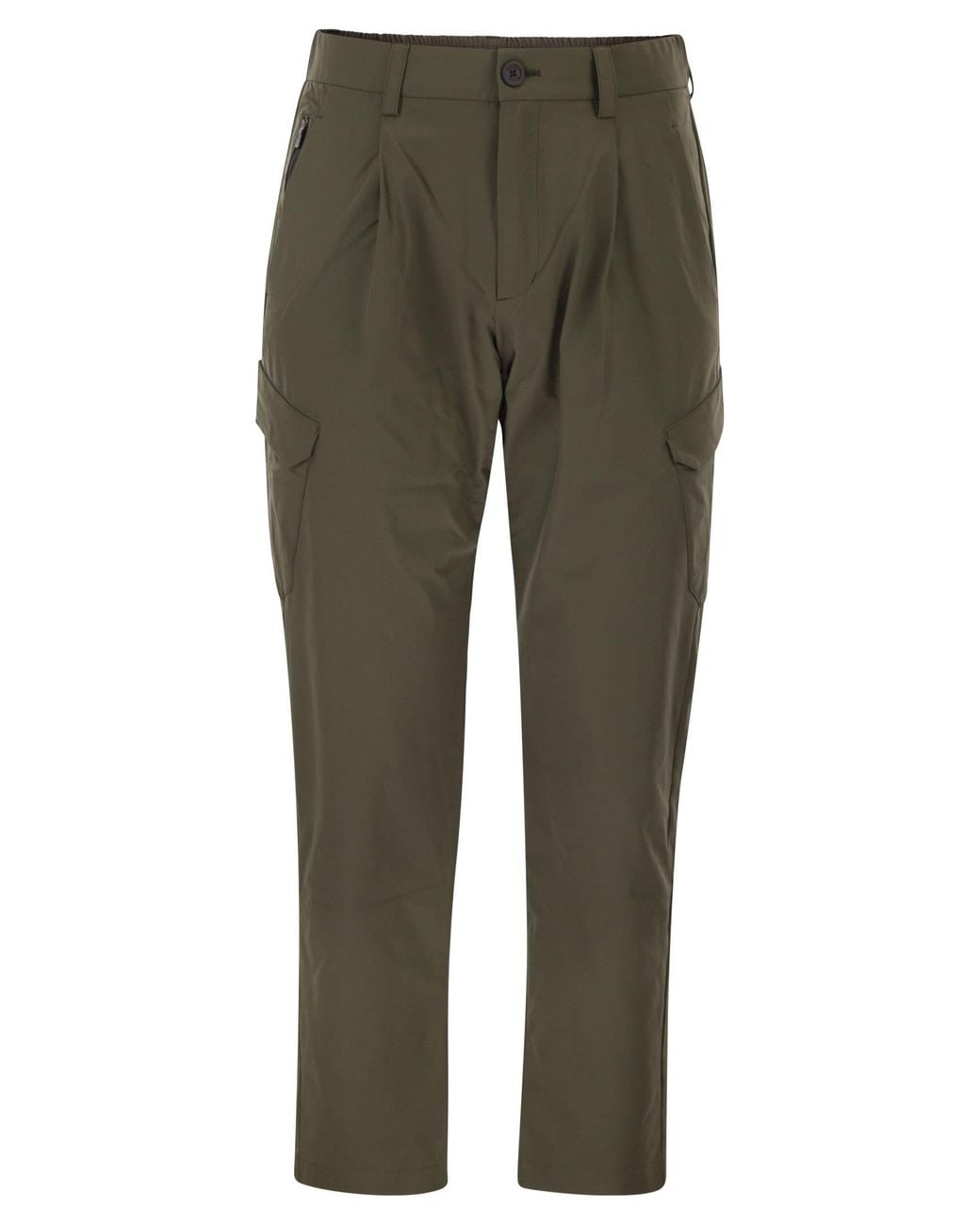 Herno Green Cargo Trousers With Mechanical Stretch Yarn for men