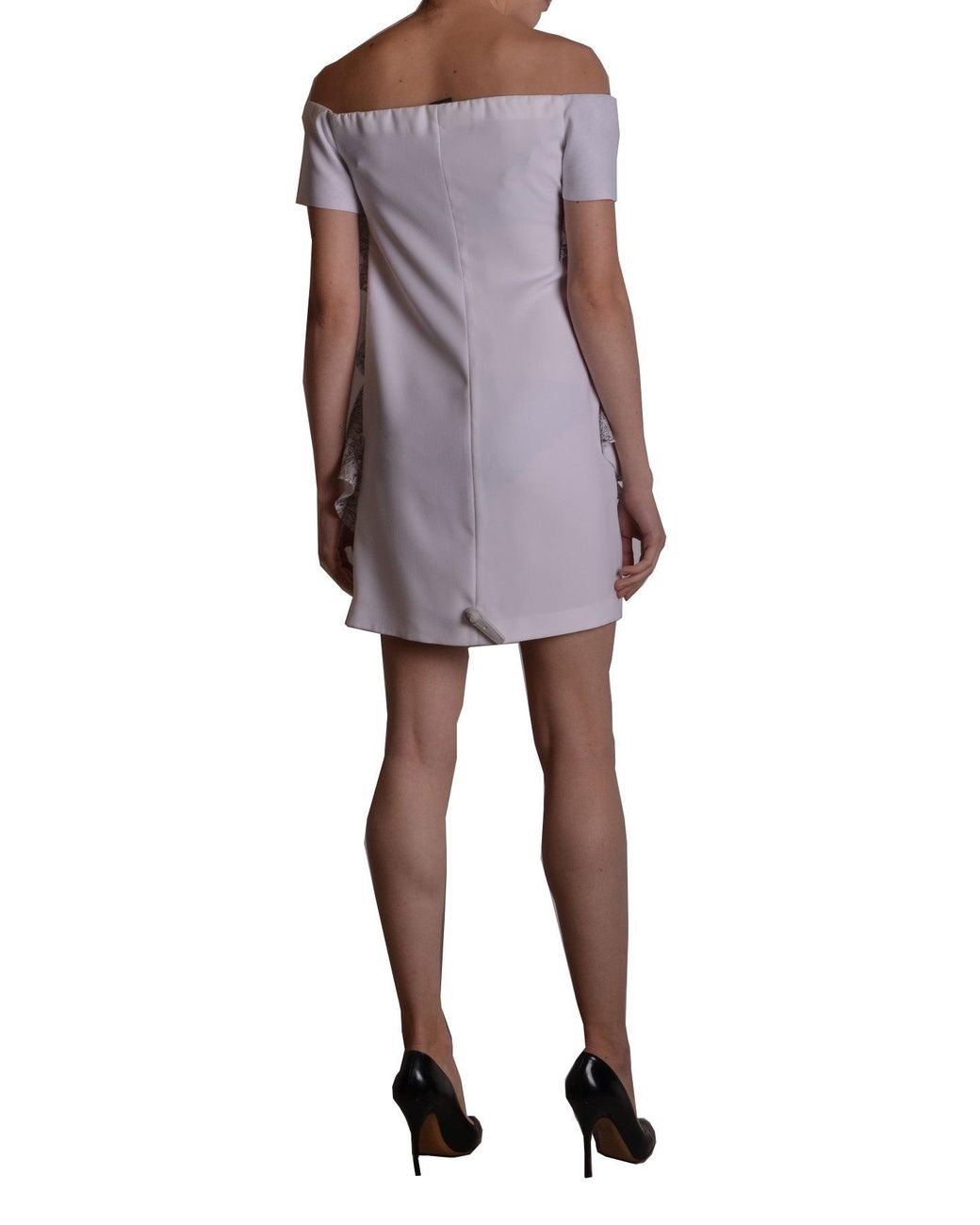 Pinko Kleedjes ,Wit ,Polyester Off-Shoulder Gelegenheidsjurk in het Purple