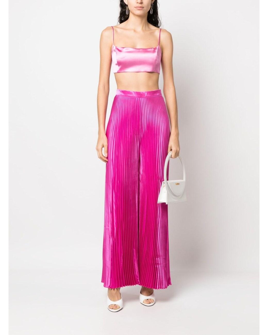 LIDEE Woman Pink High Waisted Wide Leg Pants
