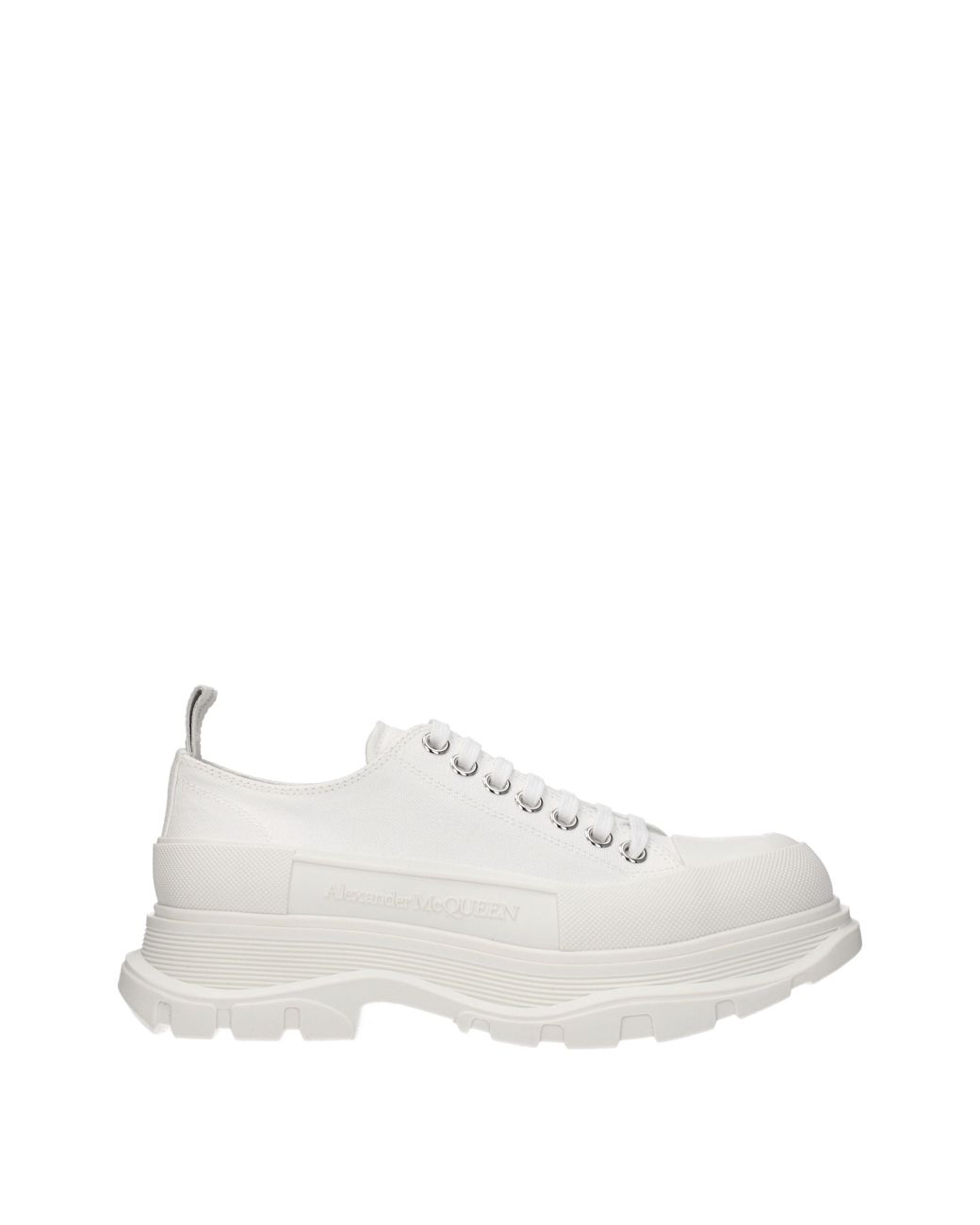 McQueen White Canvas Tread Slick Sneakers for men