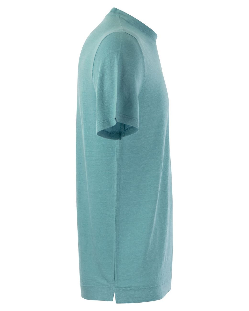 Fedeli Blue Linen Flex T Shirt for men