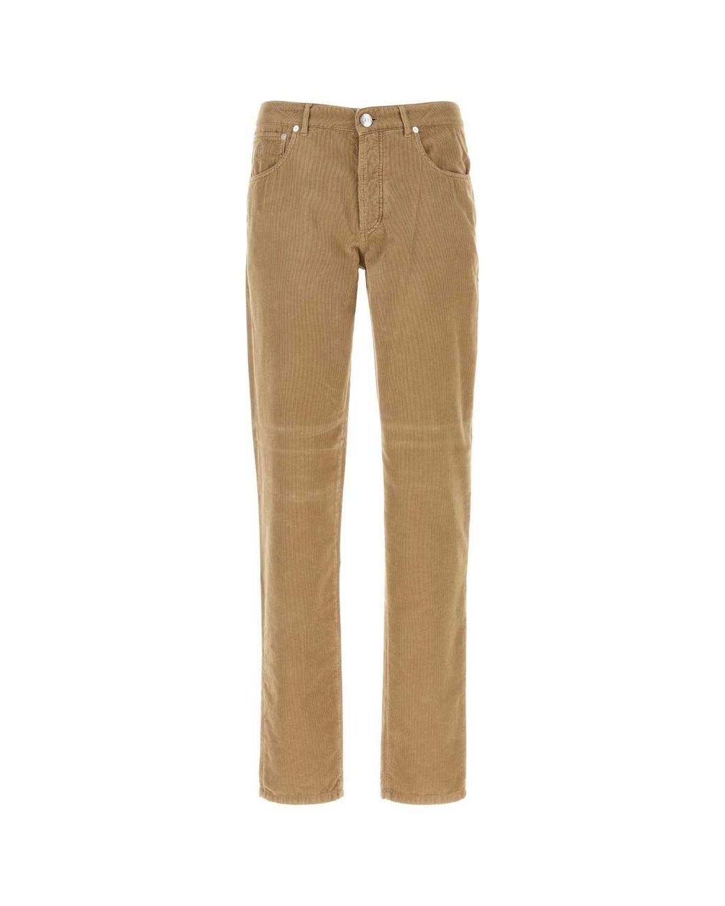 Brunello Cucinelli Natural Five-Pocket Cotton Corduroy Trousers for men