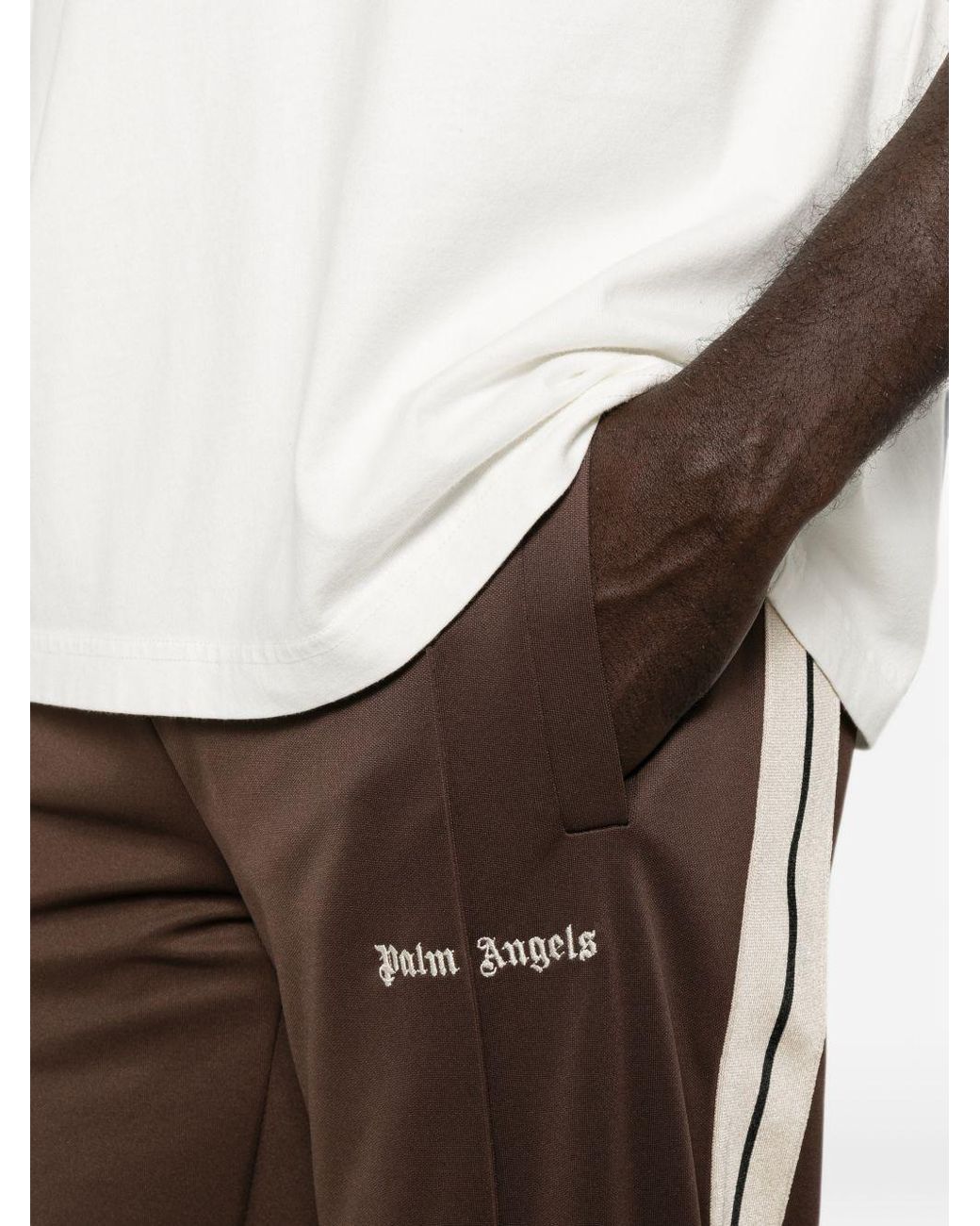 Palm Angels Brown Logo Trackpants for men