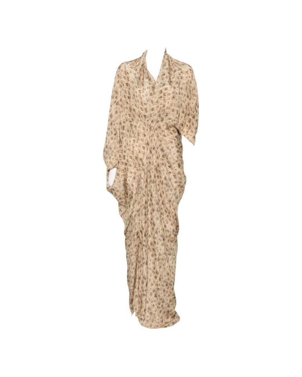 Cortana Natural Mayu Printed Long Dress