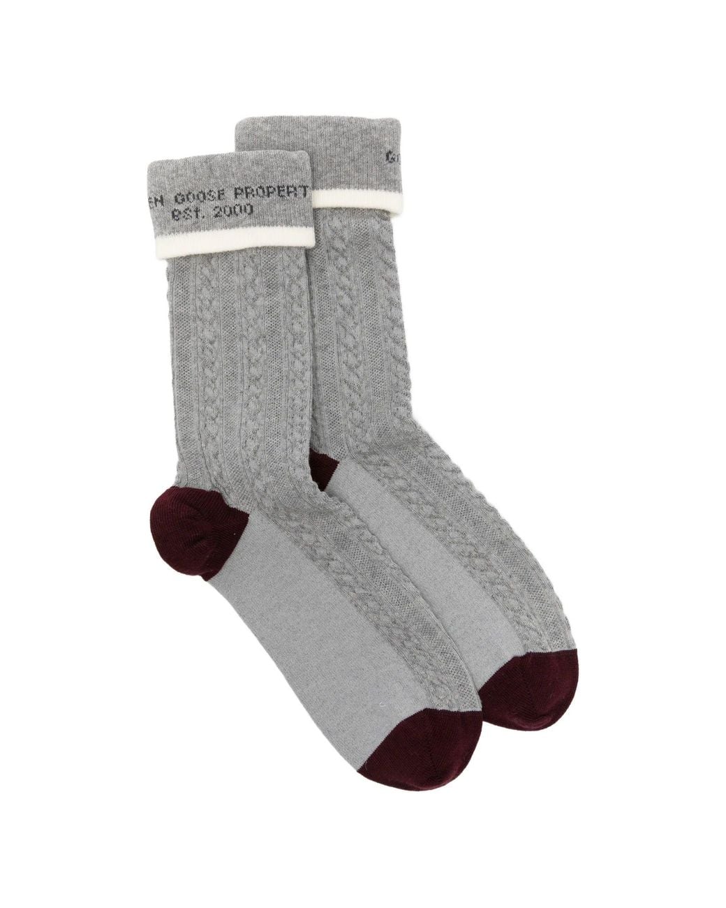 Golden Goose Deluxe Brand Gray Socks High Rib/Braid/ Jacquard Logo