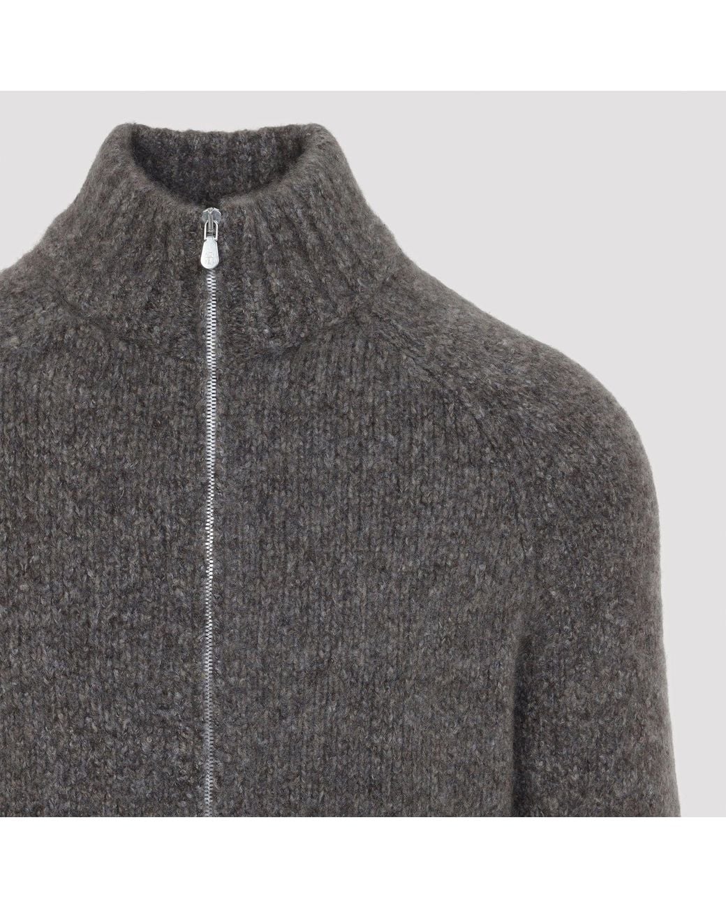 Brunello Cucinelli Gray Moro Cucinelli Full Zip Cardigan for men
