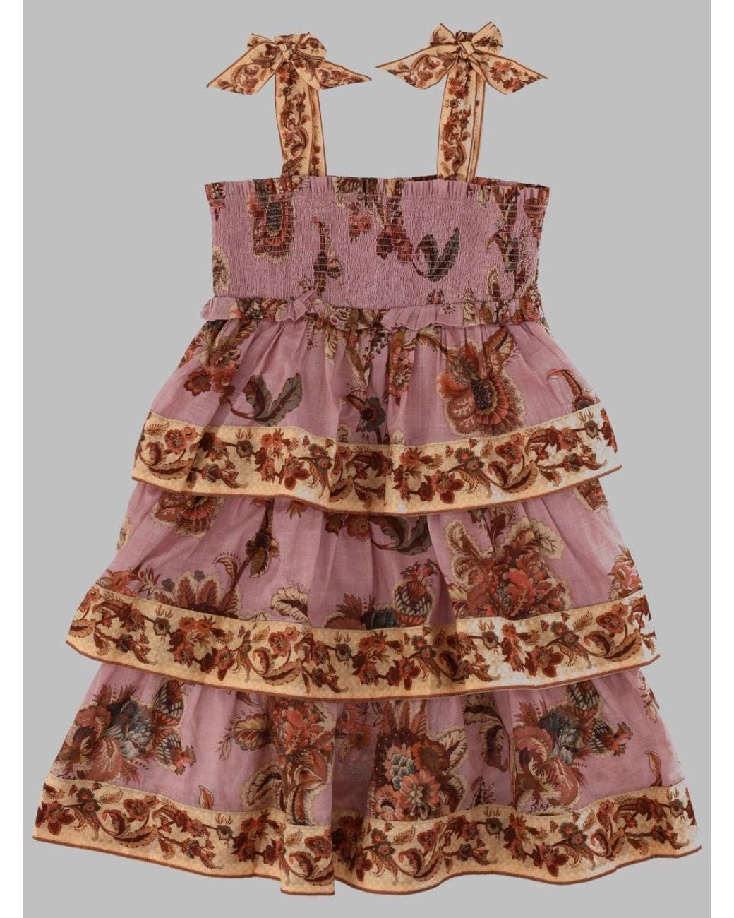 Zimmermann Brown Aster Kids Tiered Dress