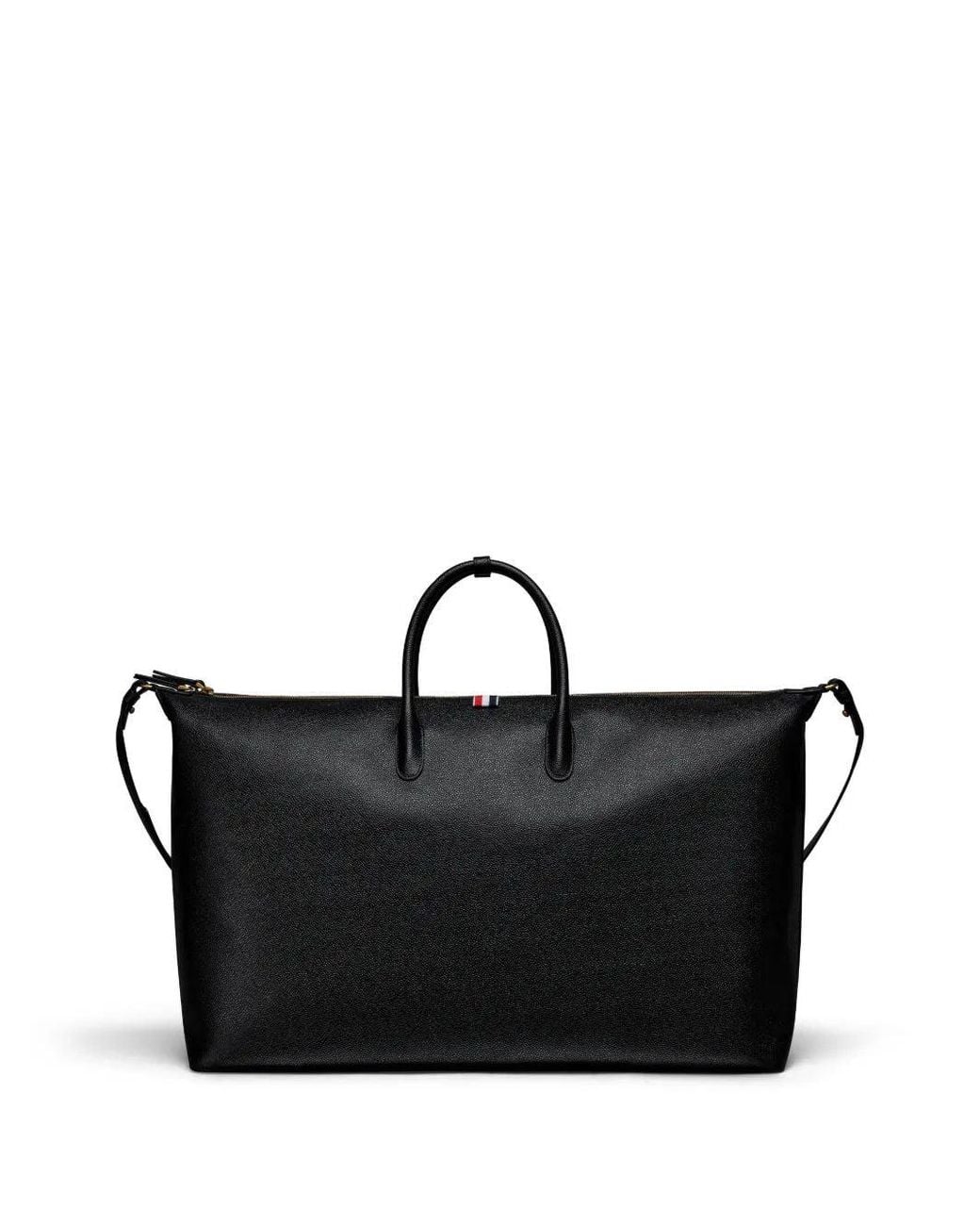 Thom Browne Black Soft Duffle Bag W/ Rwb Stripe