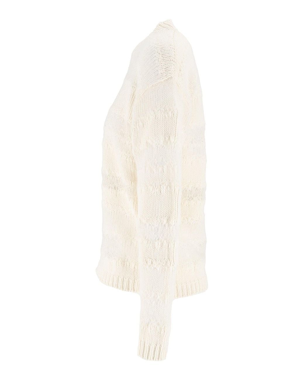 Fabiana Filippi White Mohair Micro-Sequined Cropped Knit Sweater