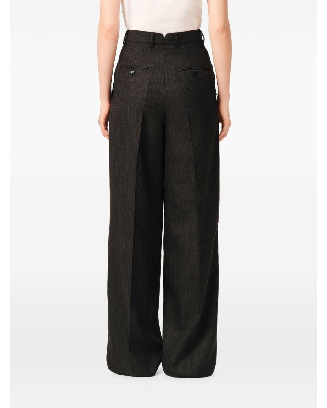 AMI Black Wool High-Waisted Trousers