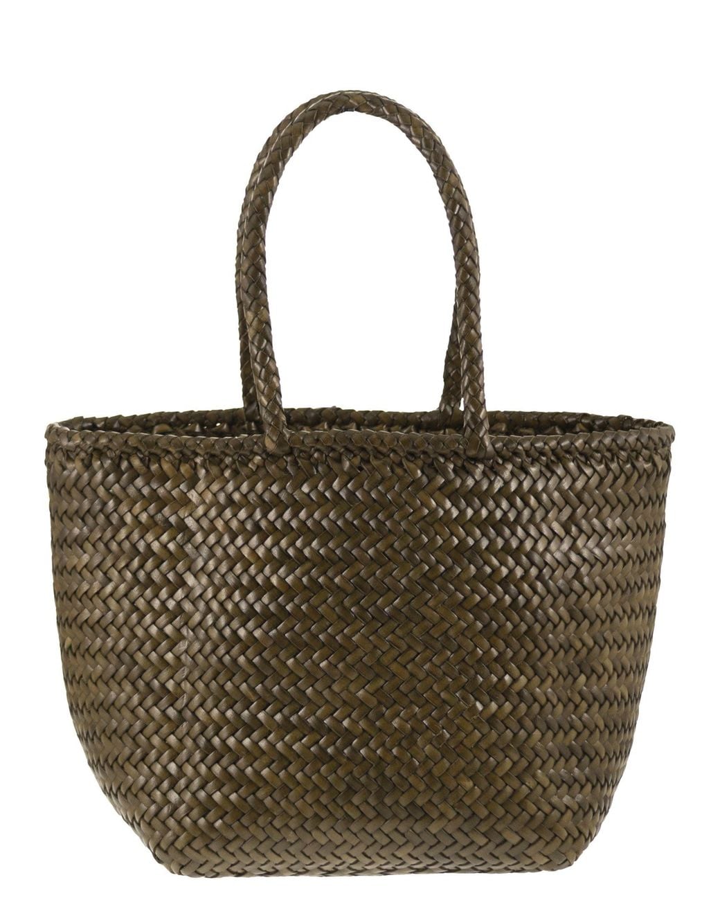 Dragon Brown Grace Basket Small Woven Leather Bag