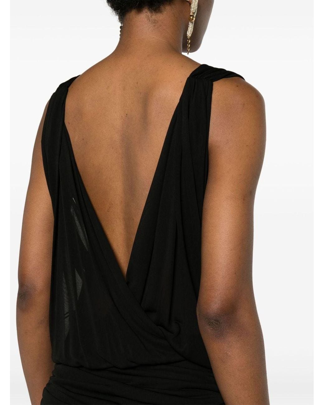 Saint Laurent Black V-Necked Mini Dress