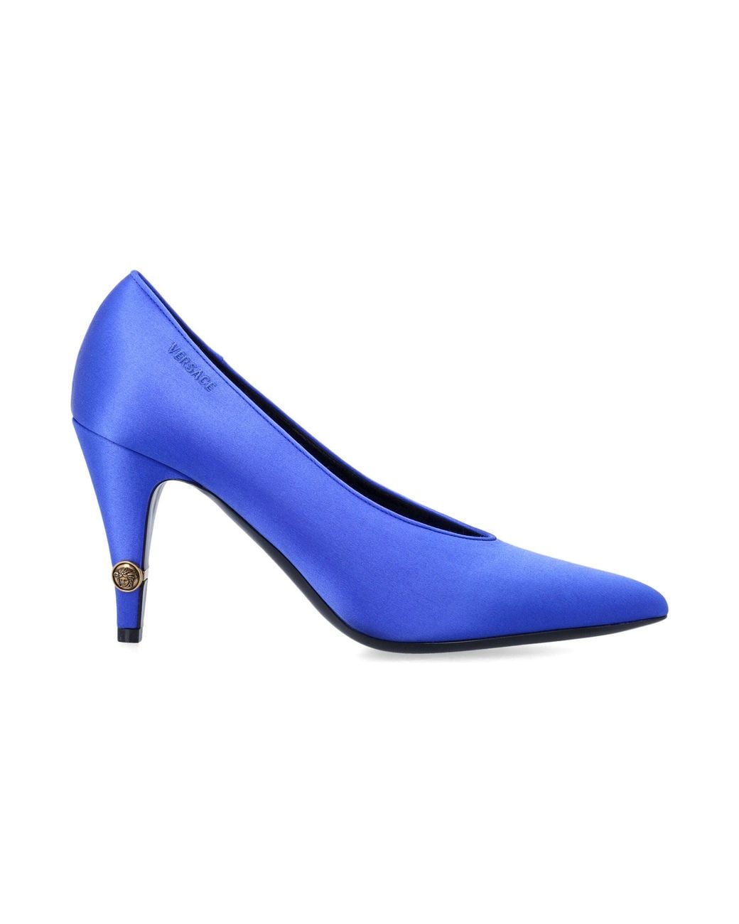 Versace Blue Gianni Satin Pumps 90 Mm