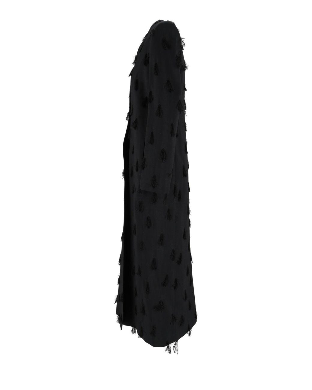 Fabiana Filippi Black Night Collarless Textured Long Coat