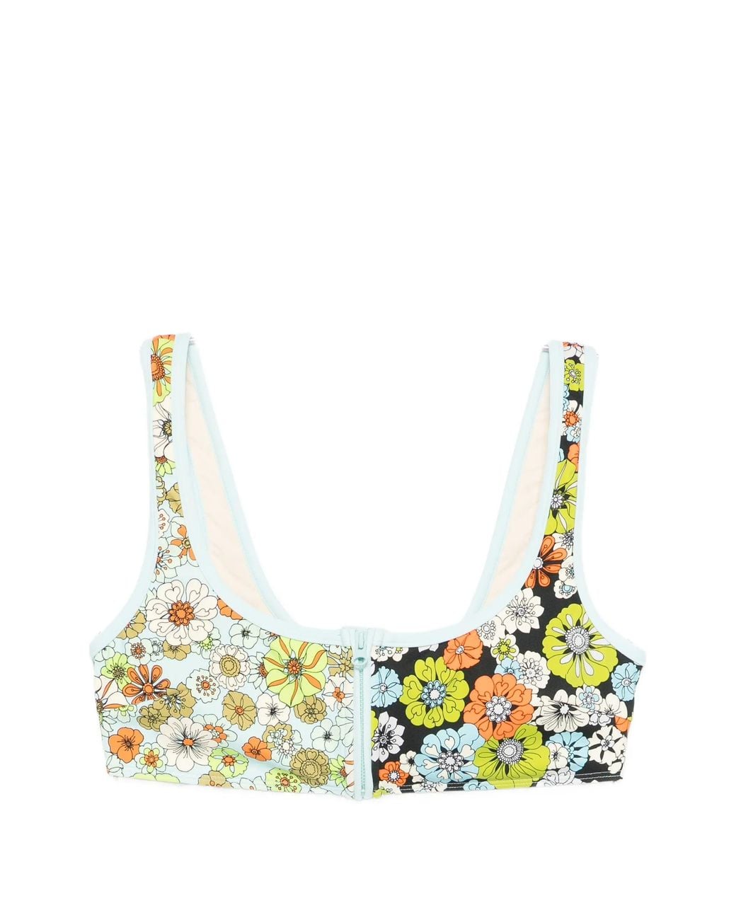 ALÉMAIS Metallic Blossom Zip Scoop Top