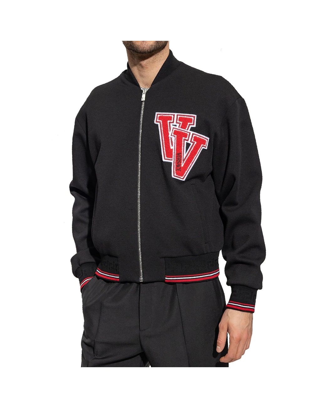 Versace Black Patch Bomber Jacket for men