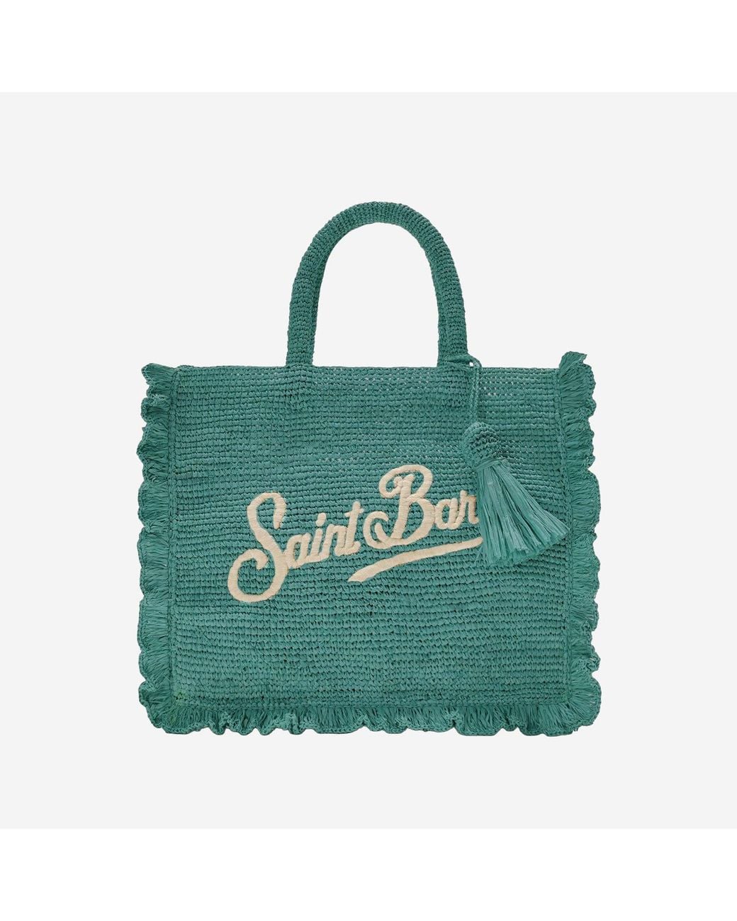 Mc2 Saint Barth Green Volant Raffia Bag