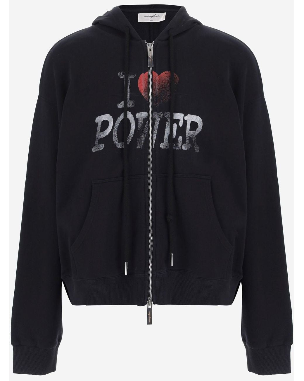 MATIERES FECALES Black Cotton Hoodie With Zipper