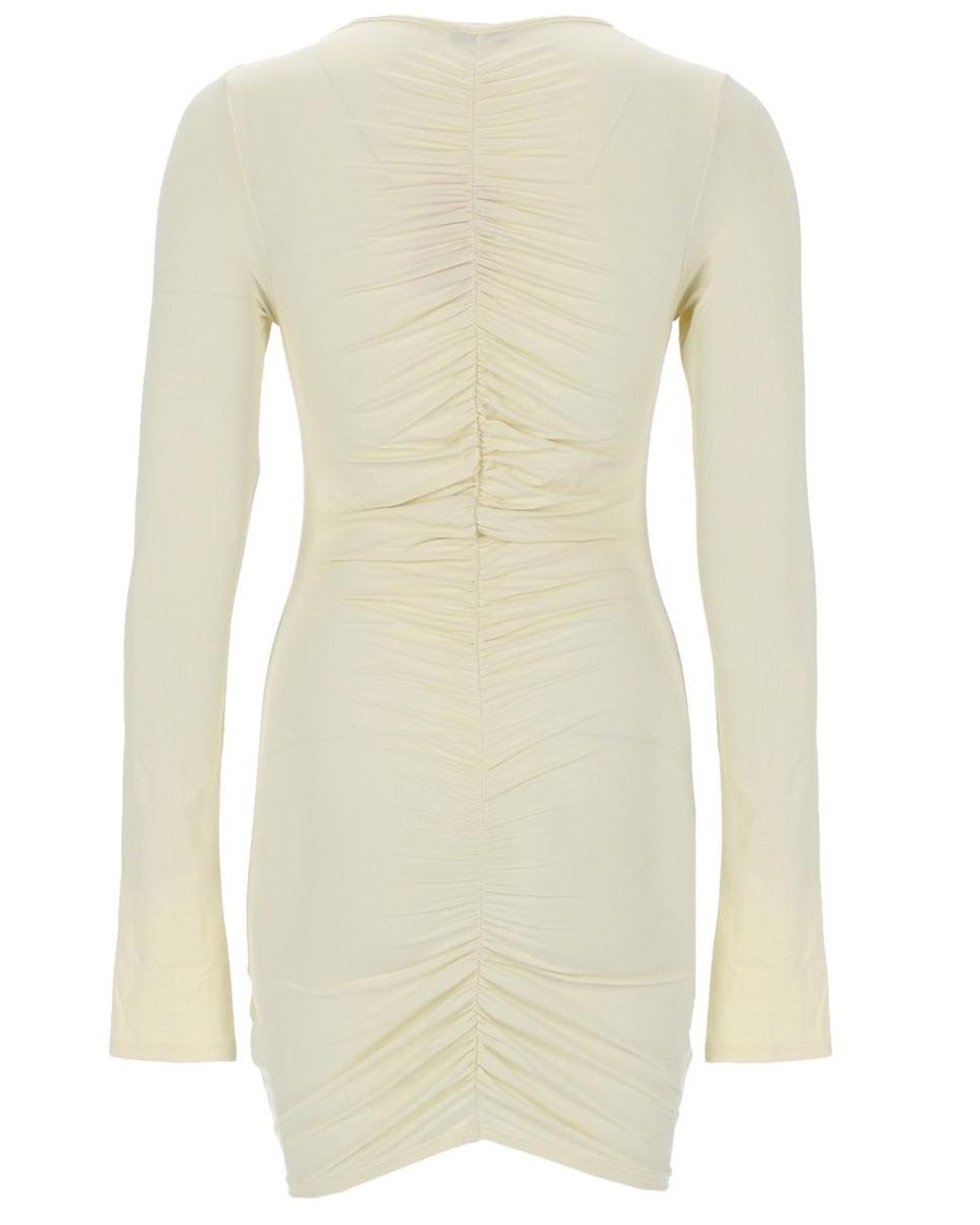 LaRevêche Natural Long Sleeve Ruched Mini Dress