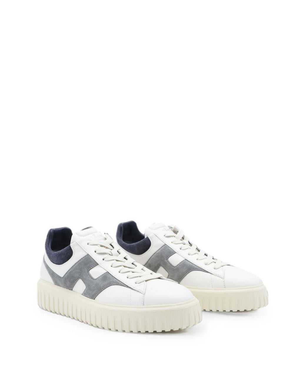 Hogan White H Stripes Leather Sneakers