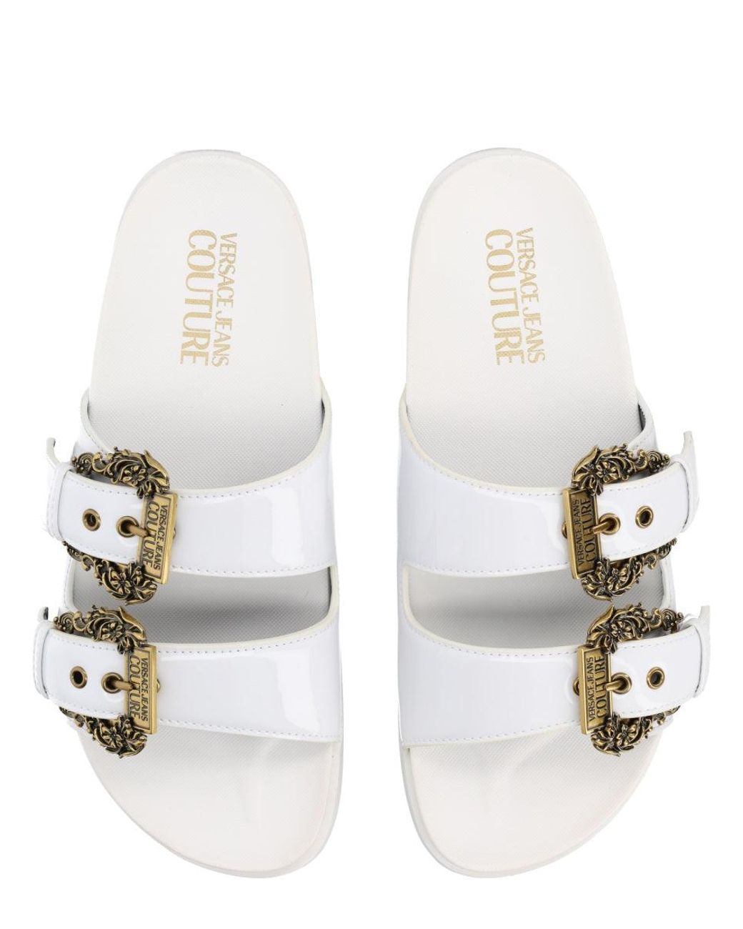 Versace Jeans Couture Natural Chain-Detail Platform Slide Sandals