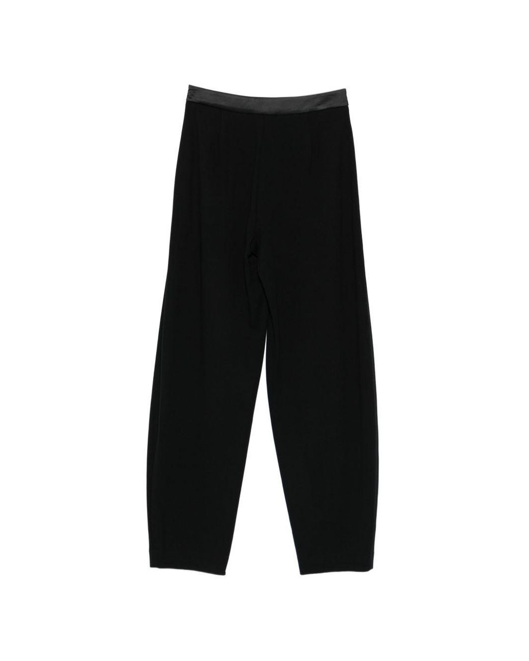 Emporio Armani Black Satin-Trim Tapered Trousers