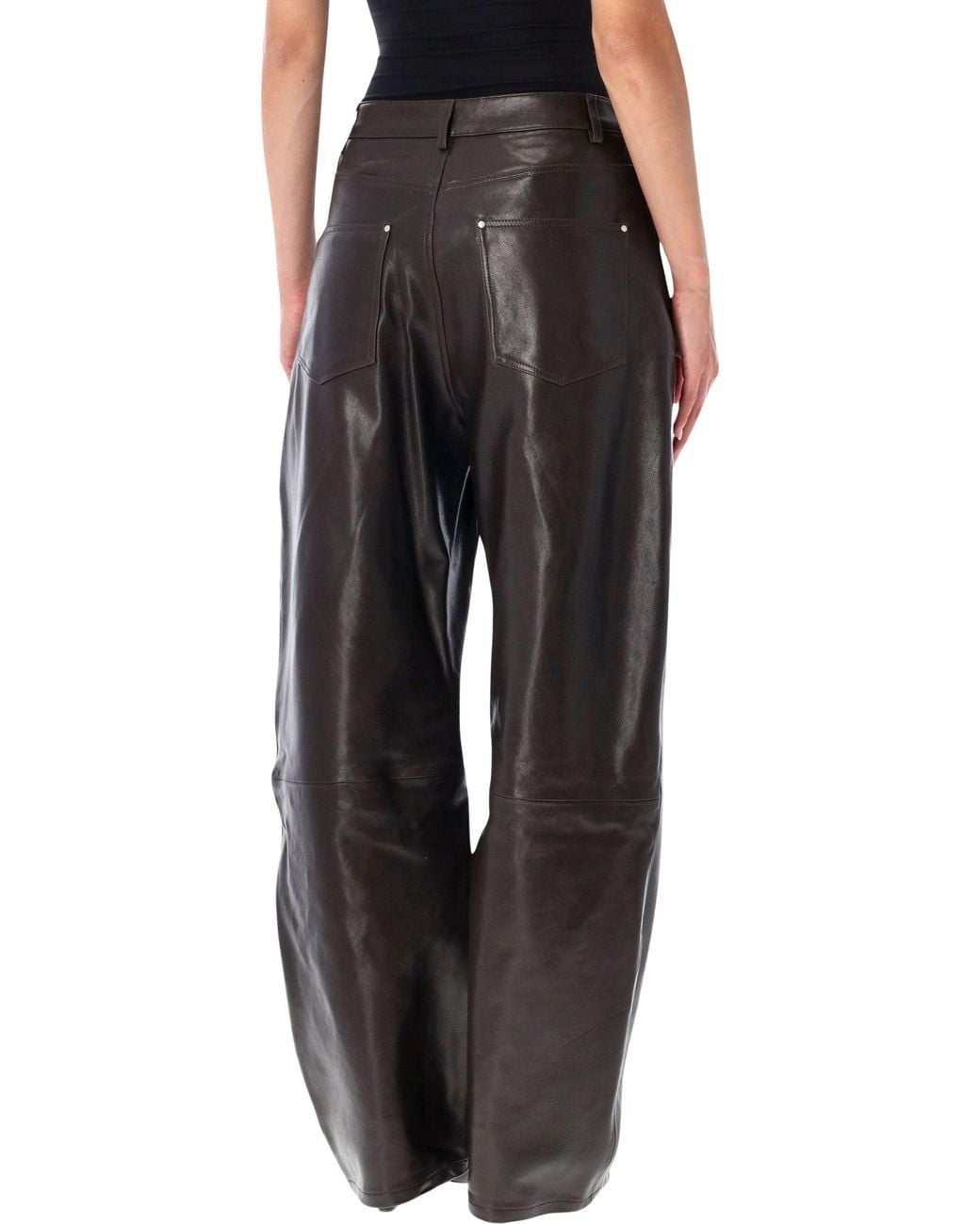 Arma Black Leather Barrel Trousers