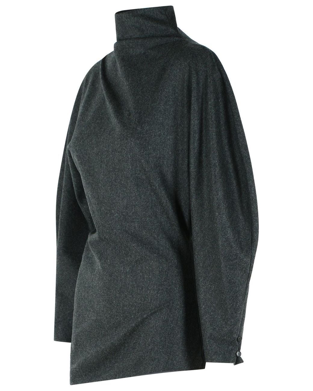 Khaite Gray 'Harlow' Wool And Charcoal Cashmere Top