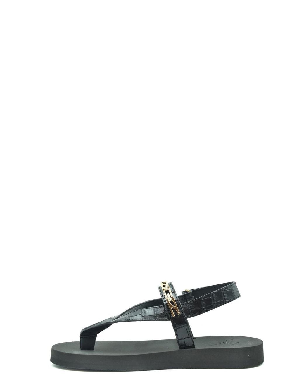 Giuseppe Zanotti Black Chain Flat Sandals for men